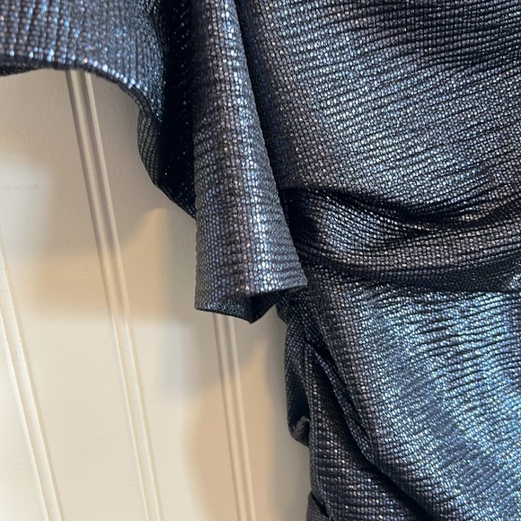 Talbot Runhof Dress size 10 metallic mirrorball draped dress navy $1495 MSRP - Picture 4 of 12